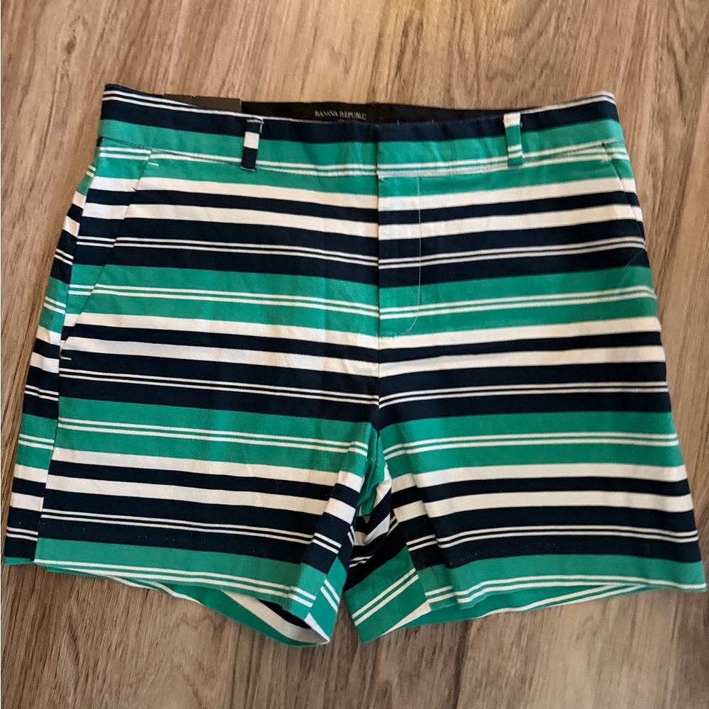 Banana Republic Striped Green and Blue Women Shorts